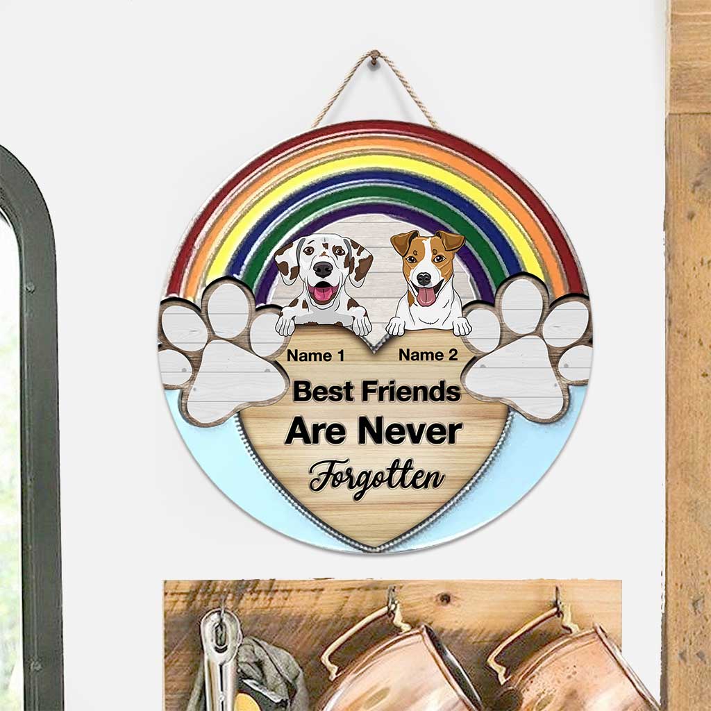 Never Forgotten - Personalized Dog Round Wood Sign