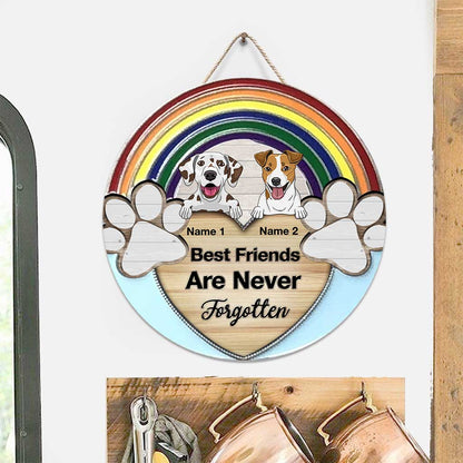 Never Forgotten - Personalized Dog Round Wood Sign