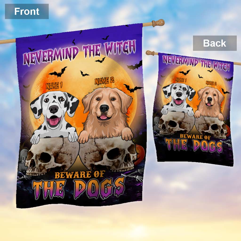 Beware Of The Dogs - Personalized Halloween Witch House Flag