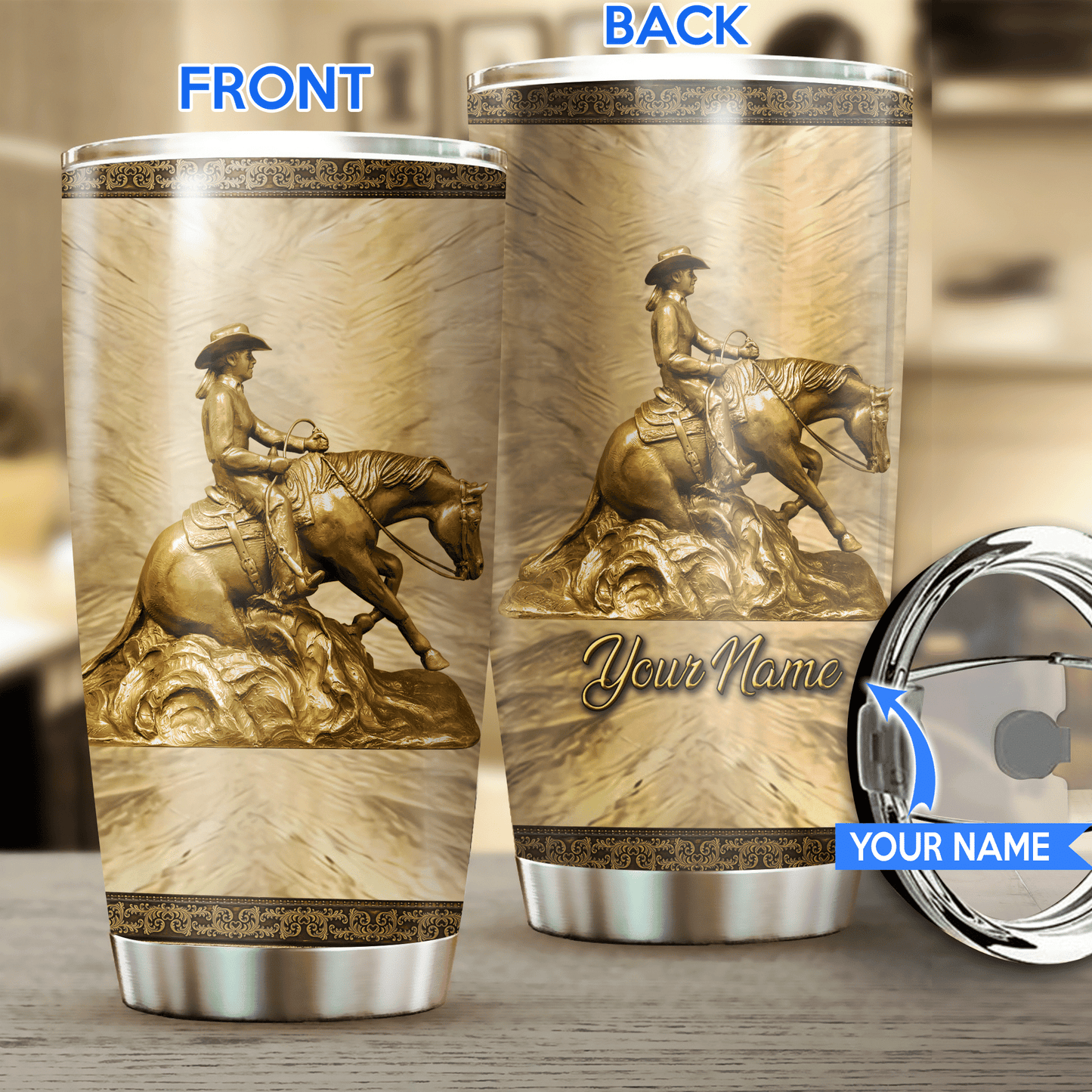 Reining Horse Personalized Horse Tumbler 0523