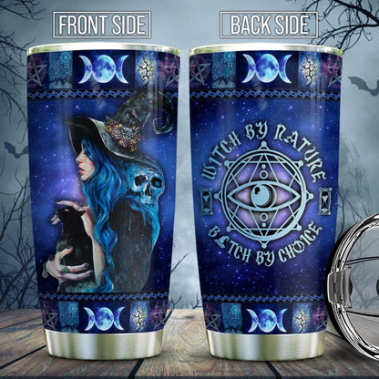 Blue Witch Nature And Black Cat - Witch Tumbler 0822