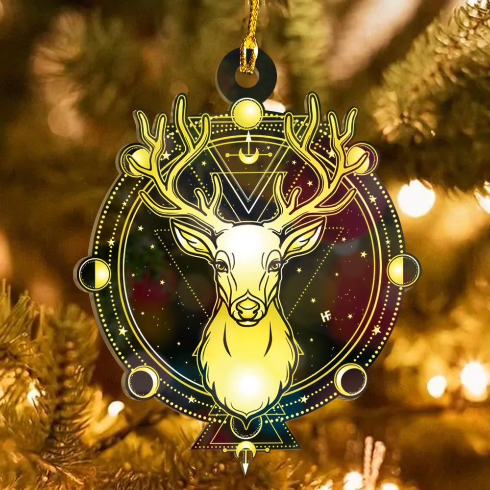 Horned Deer Moon Phase Wicca - Witch Ornament (Printed On Both Sides) 1022