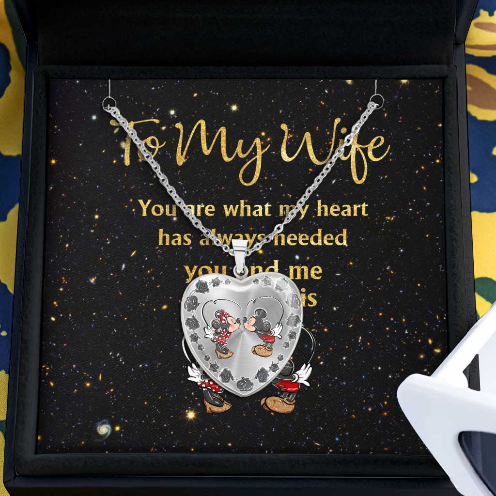 To My Wife - Personalized Couple Mouse Heart Pendant Necklace