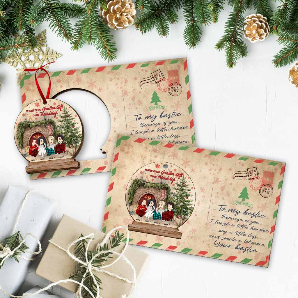 Besties Forever - Personalized Christmas Wooden Card Pop Out Ornament