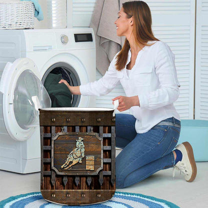 Horse Faux Wood Pattern Print Horse Storage Basket 0622