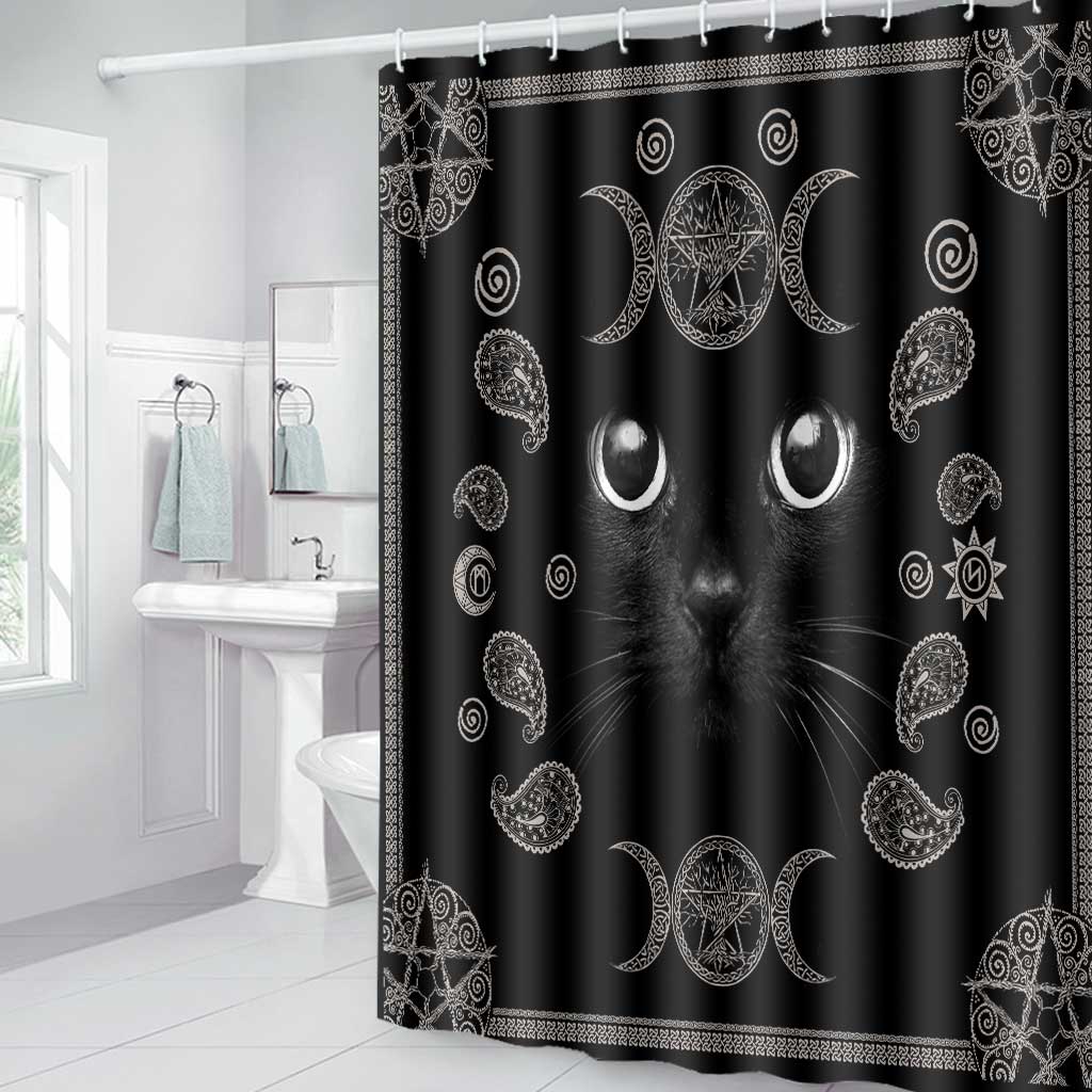 Witchy Black Cat - Witch Bathroom Curtain & Mats Set
