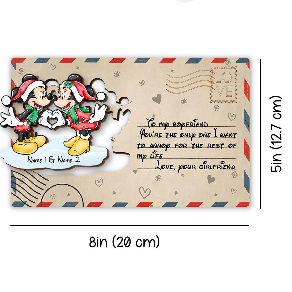 You Are The Only One - Personalized Christmas Mouse Wooden Card Pop Out Ornament