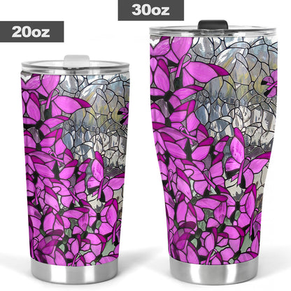 Faith Hope Love Stained Glass Pattern Print Breast Cancer Awareness Tumbler 0622