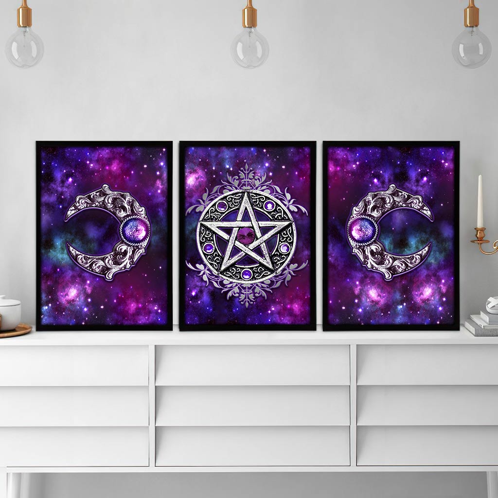 Purple Triple Moon - Witch Poster & Canvas Set