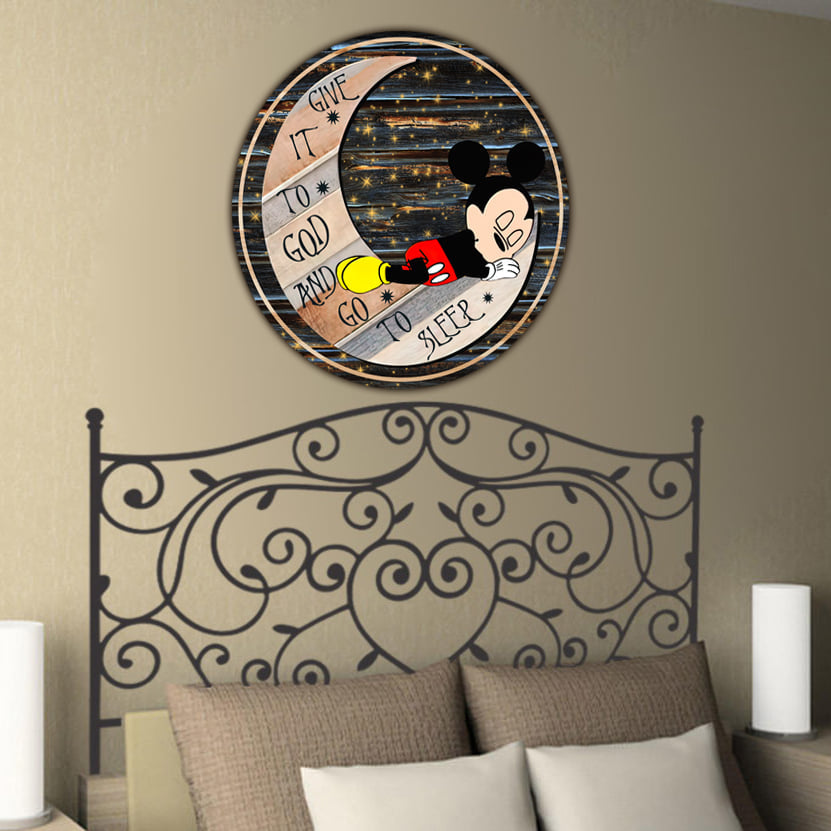 Give It To God Mouse Round Wood Sign