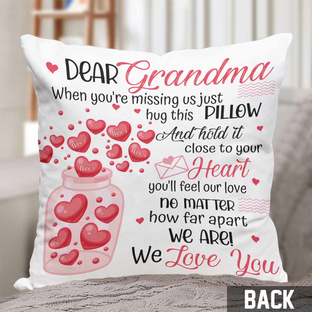 Bottle Of Hearts Mom Grandma - Personalized Throw Pillow