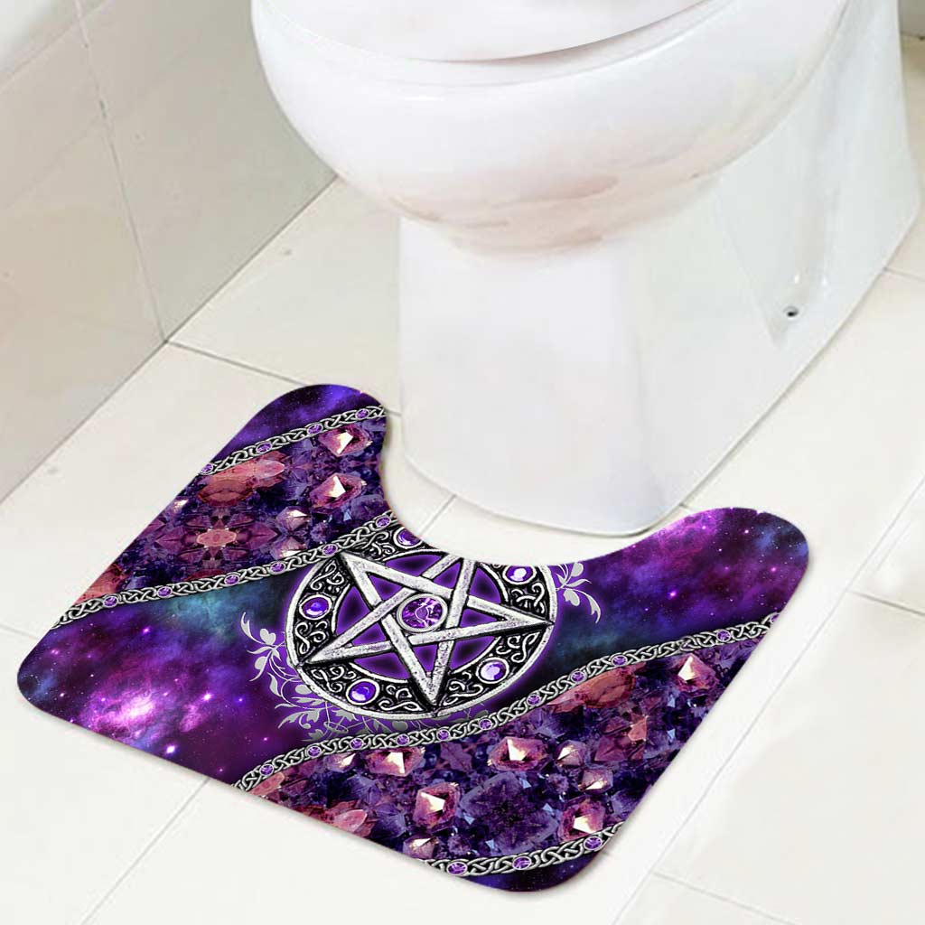 Purple Pentacle Witch Vibes - Bathroom Curtain & Mats Set