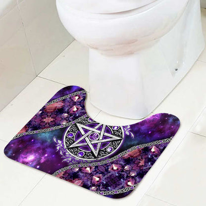 Purple Pentacle Witch Vibes - Bathroom Curtain & Mats Set