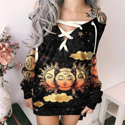 Triple Moon - Witch Off Shoulder Long Sleeve Dress