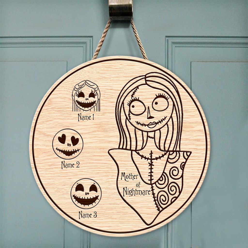 Mother Of Nightmare - Personalized Mother's Day Nightmare Round Wood Sign With 3D Pattern Print