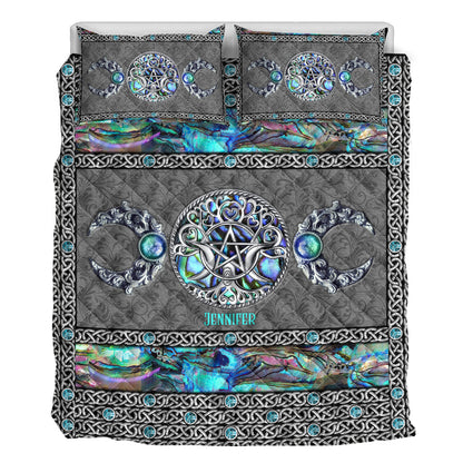 Mystery Spirit Triple Moon - Personalized Witch Quilt Set