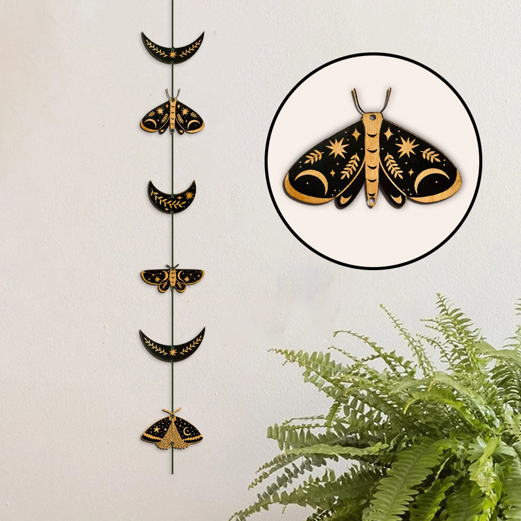 Moth And Moon Garland - Halloween Witch 6 Pieces Garland