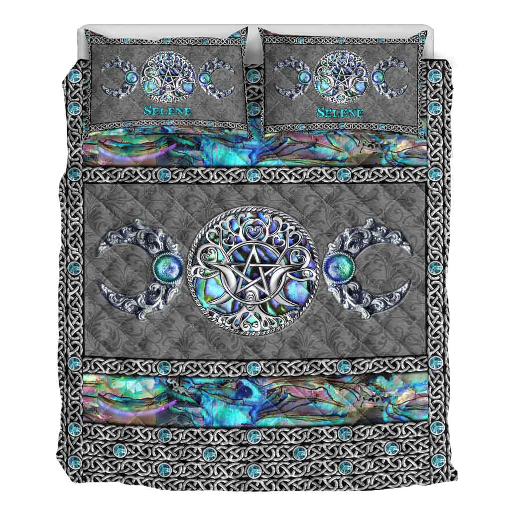 Mystery Spirit Triple Moon - Personalized Witch Quilt Set With 3D Pattern Print