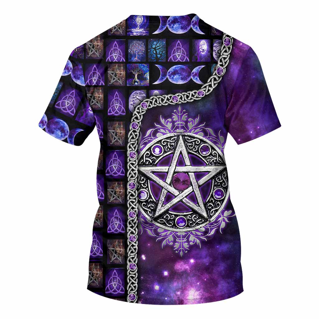 Witch Vibes Purple Pentagram All Over T-shirt and Hoodie