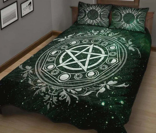 Celtic Wicca Green -  Witch Quilt Set 0822