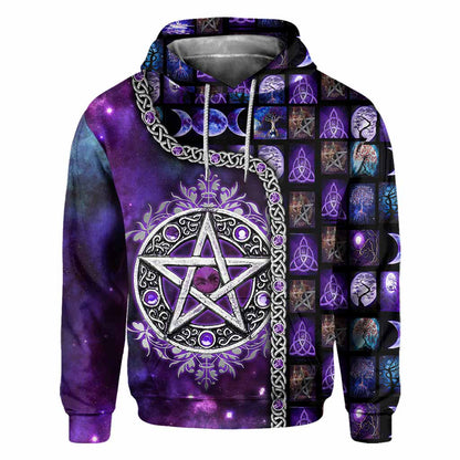 Witch Vibes Purple Pentagram All Over T-shirt and Hoodie