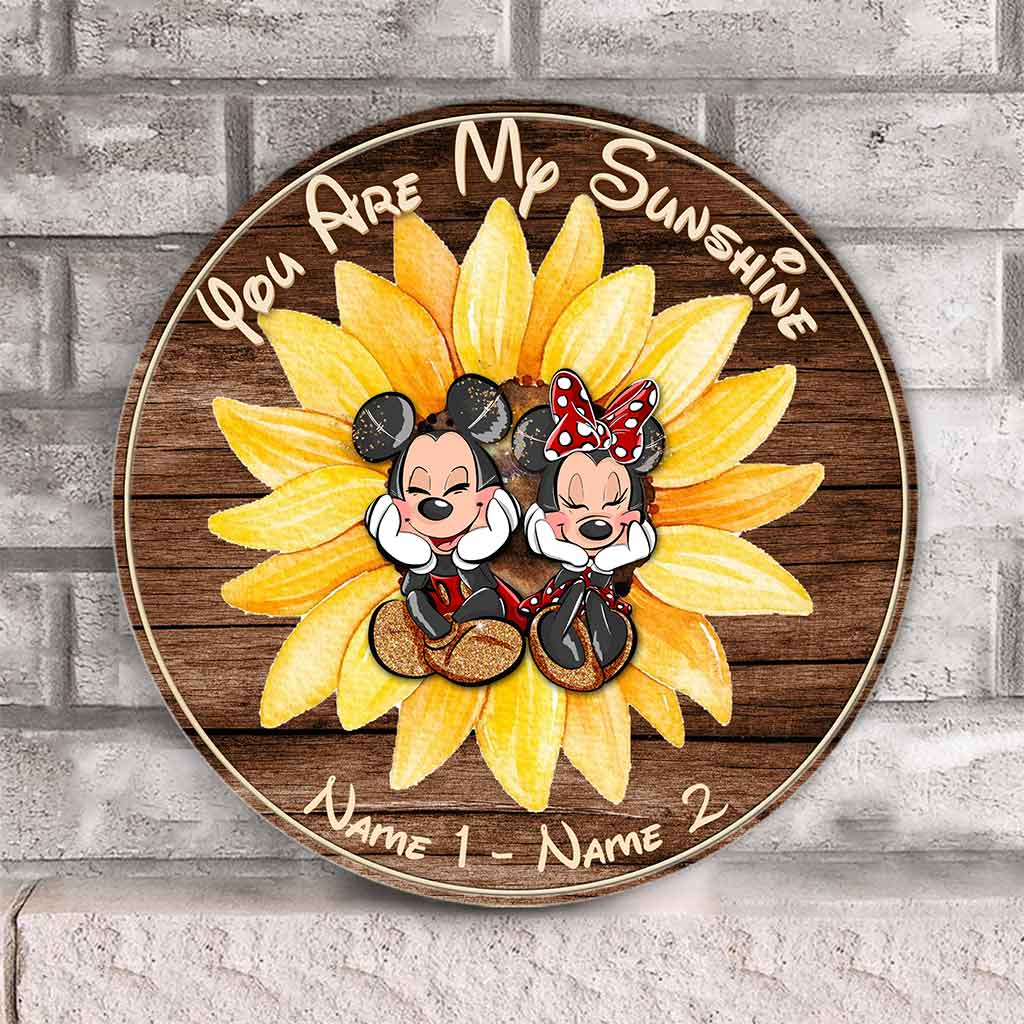 You Are My Sunshine - Personalized Mouse Round Wood Sign