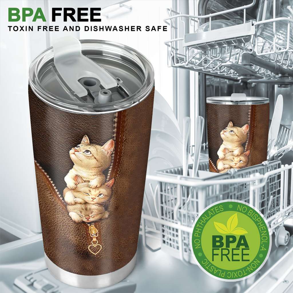 Love Cats Tumbler With Leather Pattern Print 0622