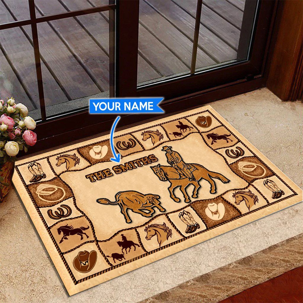 Cowboy Personalized Horse Doormat 0523