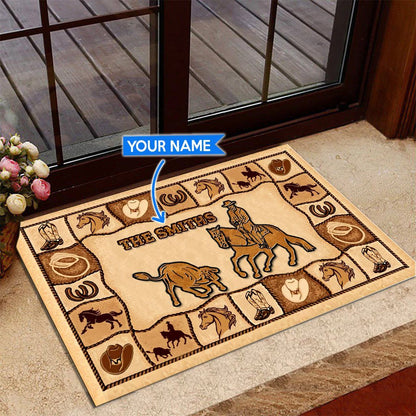 Cowboy Personalized Horse Doormat 0523