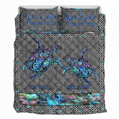 So Many In The Ocean - Personalized Turtle Quilt Set With 3D Pattern Print