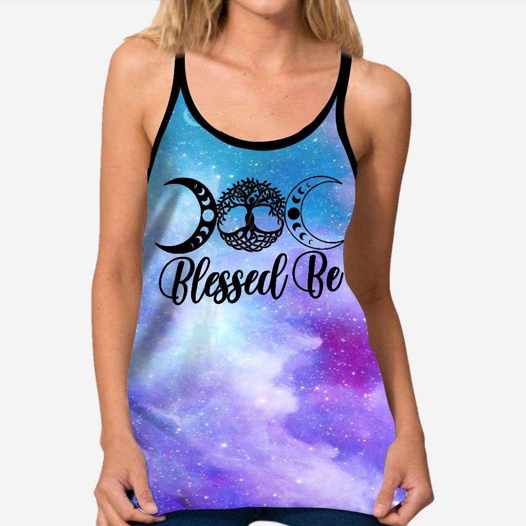 Blessed Be Triple Moon - Witch Cross Tank Top and Leggings