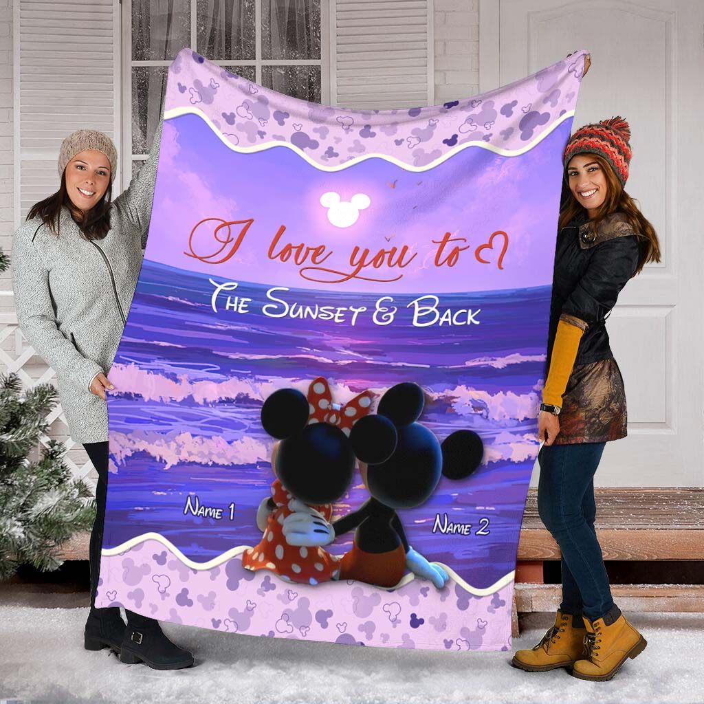I Love You To The Sunset And Back - Personalized Couple Mouse Blanket