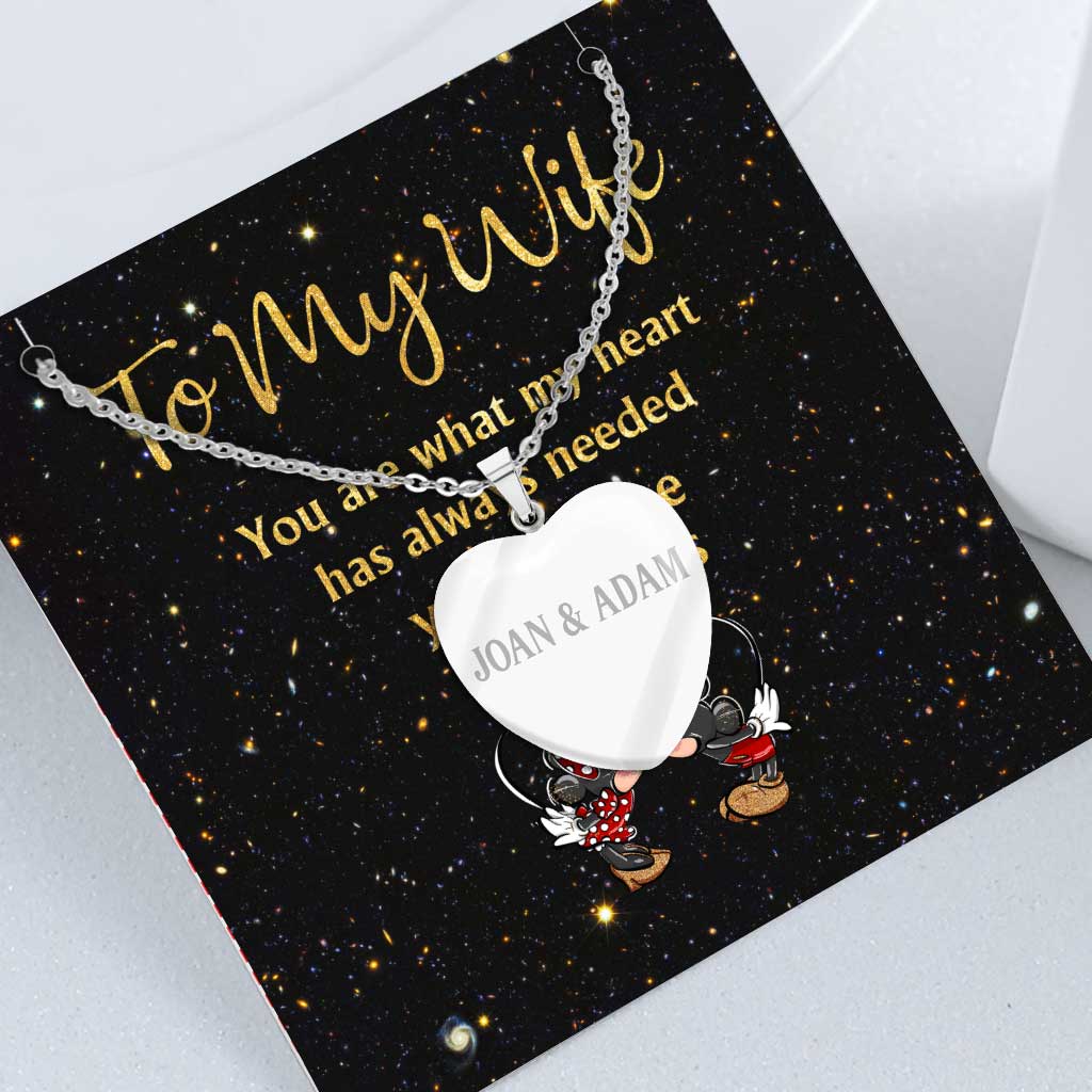 To My Wife - Personalized Couple Mouse Heart Pendant Necklace