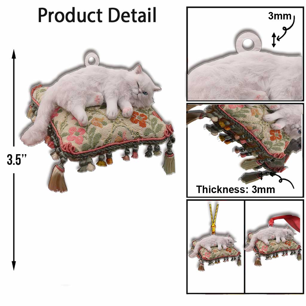 Happy Kitty - Christmas Cat Ornament (Printed On Both Sides)