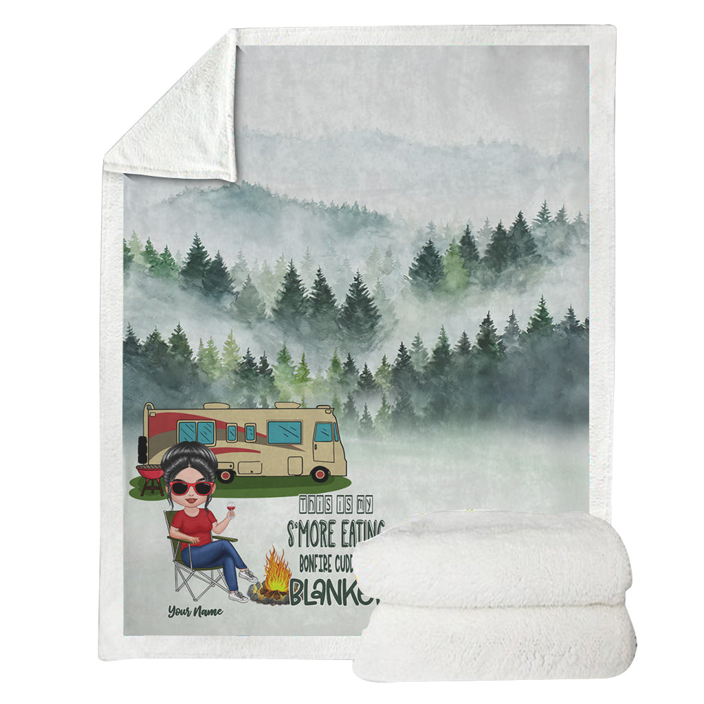 This Is My S'more Eating Bonfire Cuddling Blanket - Personalized Camping Blanket