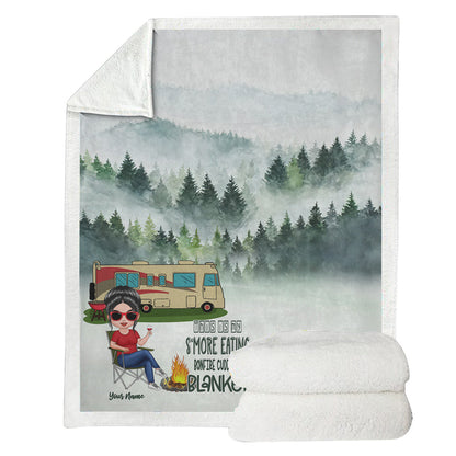 This Is My S'more Eating Bonfire Cuddling Blanket - Personalized Camping Blanket