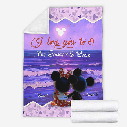 I Love You To The Sunset And Back - Personalized Couple Mouse Blanket