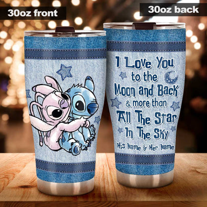 Love You To The Moon And Back - Personalized Couple Ohana Tumbler