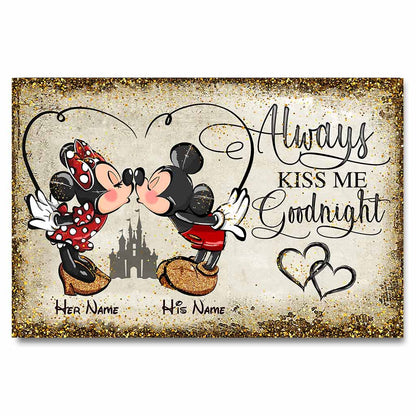 Always Kiss Me Goodnight - Personalized Couple Mouse Poster