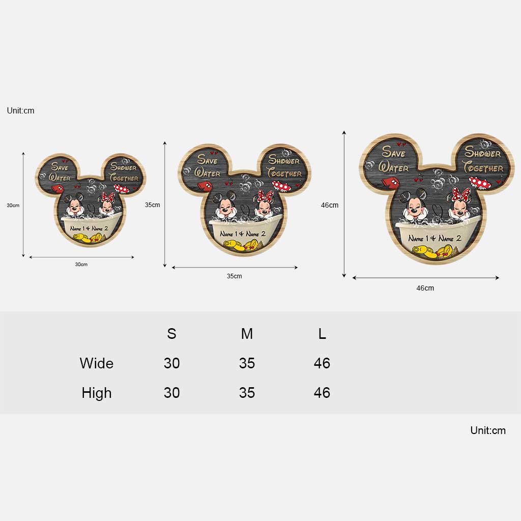 Save Water Shower Together - Personalized Couple Mouse Wood Sign