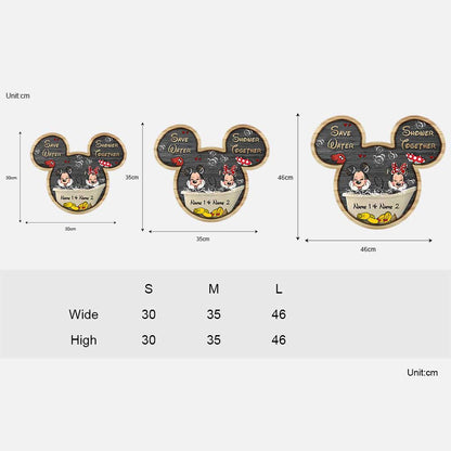 Save Water Shower Together - Personalized Couple Mouse Wood Sign