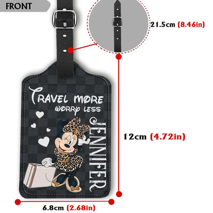 Travel More Worry Less - Personalized Mouse Leather Luggage Tag