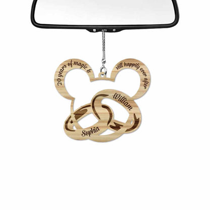 Years Of Magic Happily Ever After - Personalized Couple Mouse Car Ornament (Printed On Both Sides)