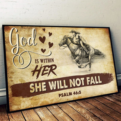 Horse Riding God Is Within Her Horse Canvas and Poster 0523