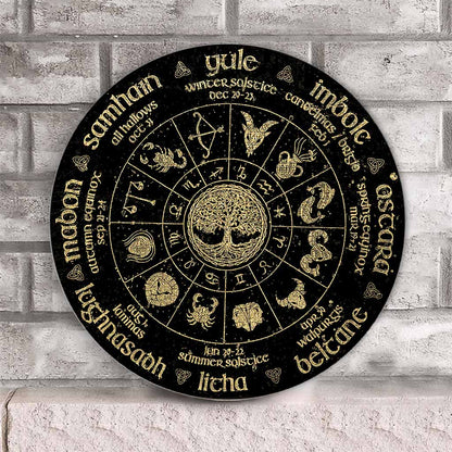 Witch Wheel - Round Wood Sign