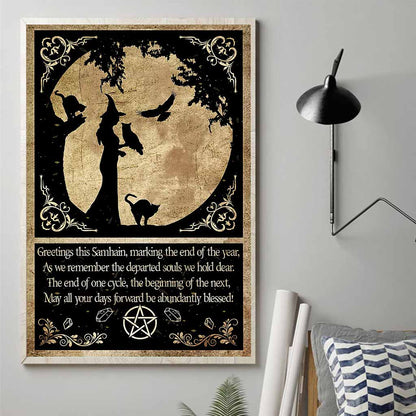 Samhain Greetings Day Quote Witch Poster