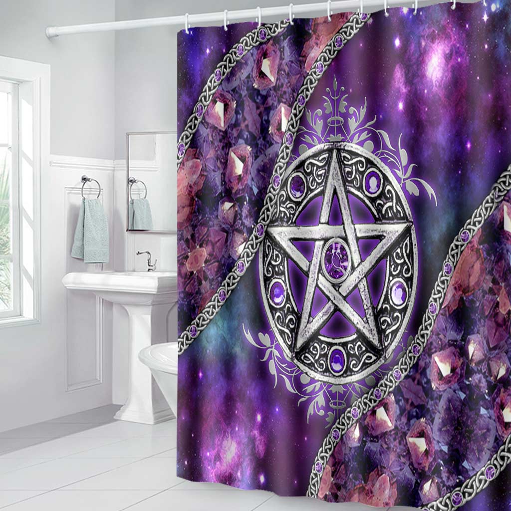Purple Pentacle Witch Vibes - Bathroom Curtain & Mats Set