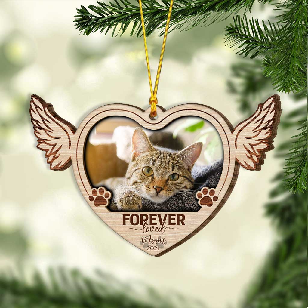 Forever Loved - Personalized Christmas Cat Layered Wood Ornament