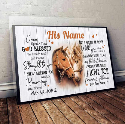 God Blessed The Broken Road - Personalized Couple Horse Canvas And Poster