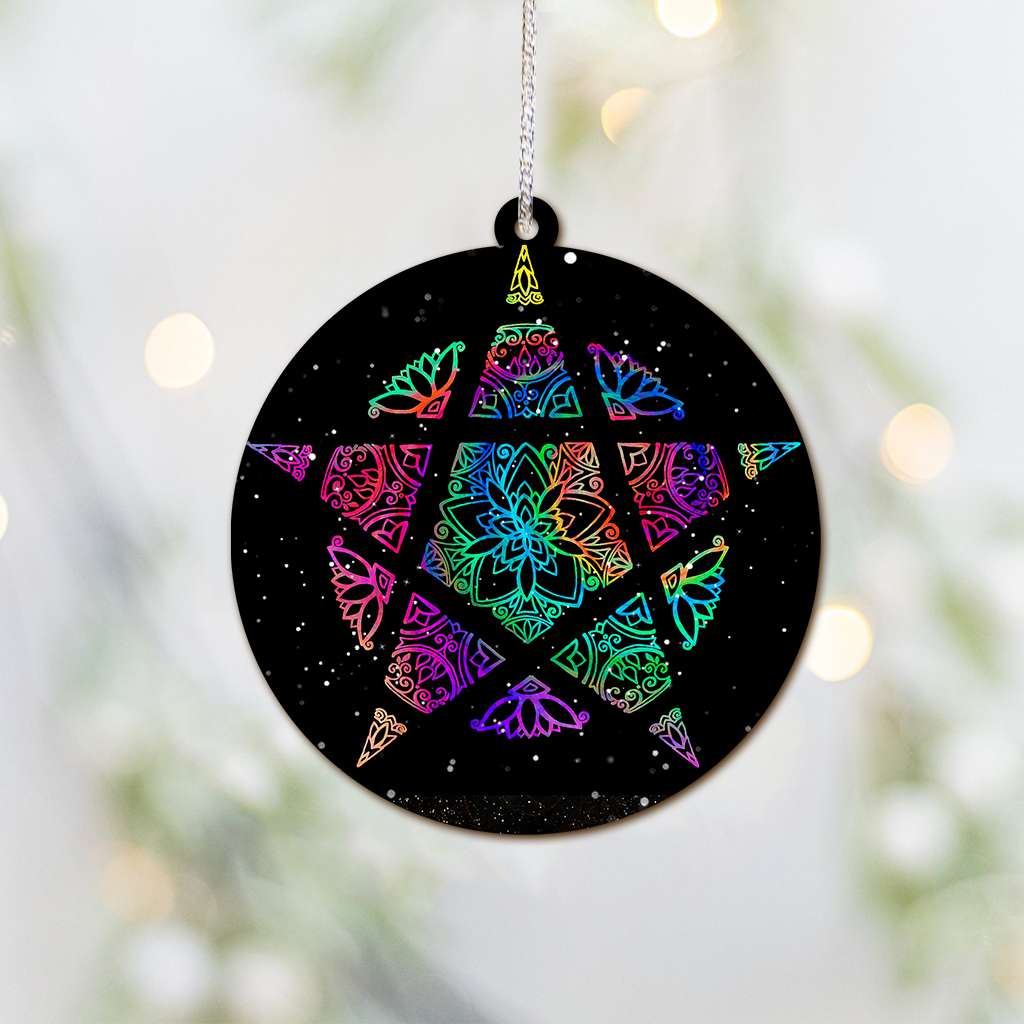 Colorful Pentacle - Witch Ornament (Printed On Both Sides) 1022